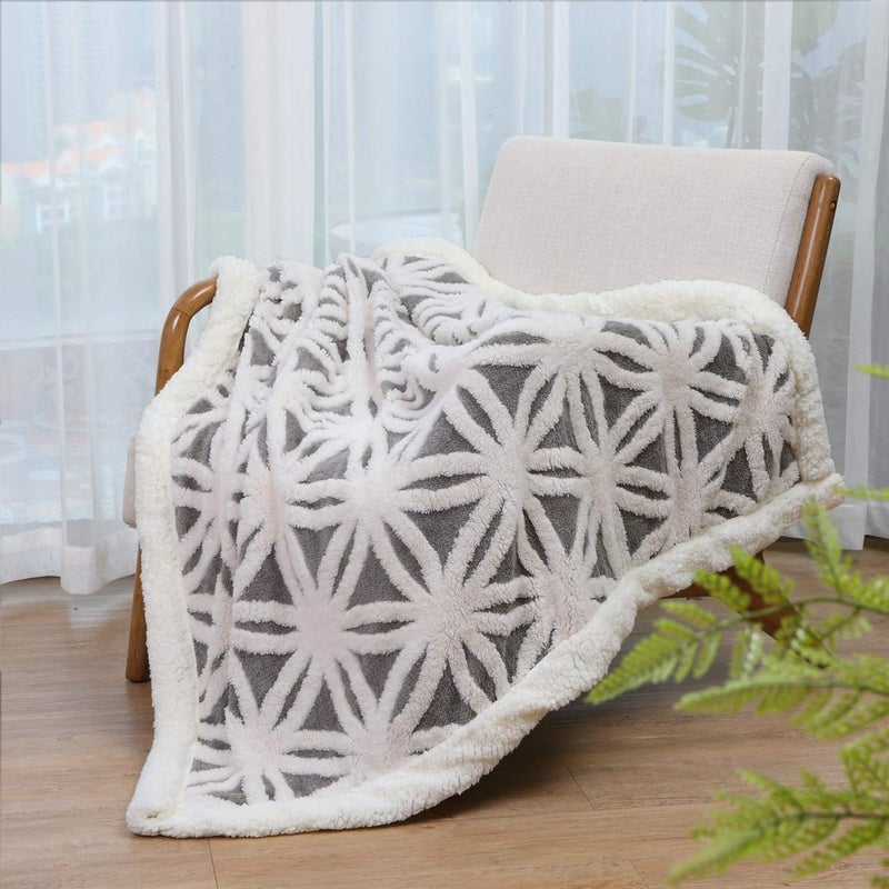 LOMAO Sherpa Fleece Blanket Fuzzy Soft Bed Blanket Dual Sided Throw Blanket fit Couch Sofa (Grey,51x63) - Image 2